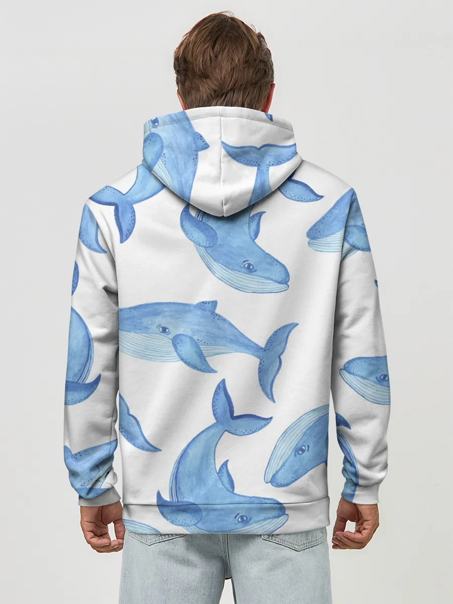 Худи мужской база хлопок / Косяк китов