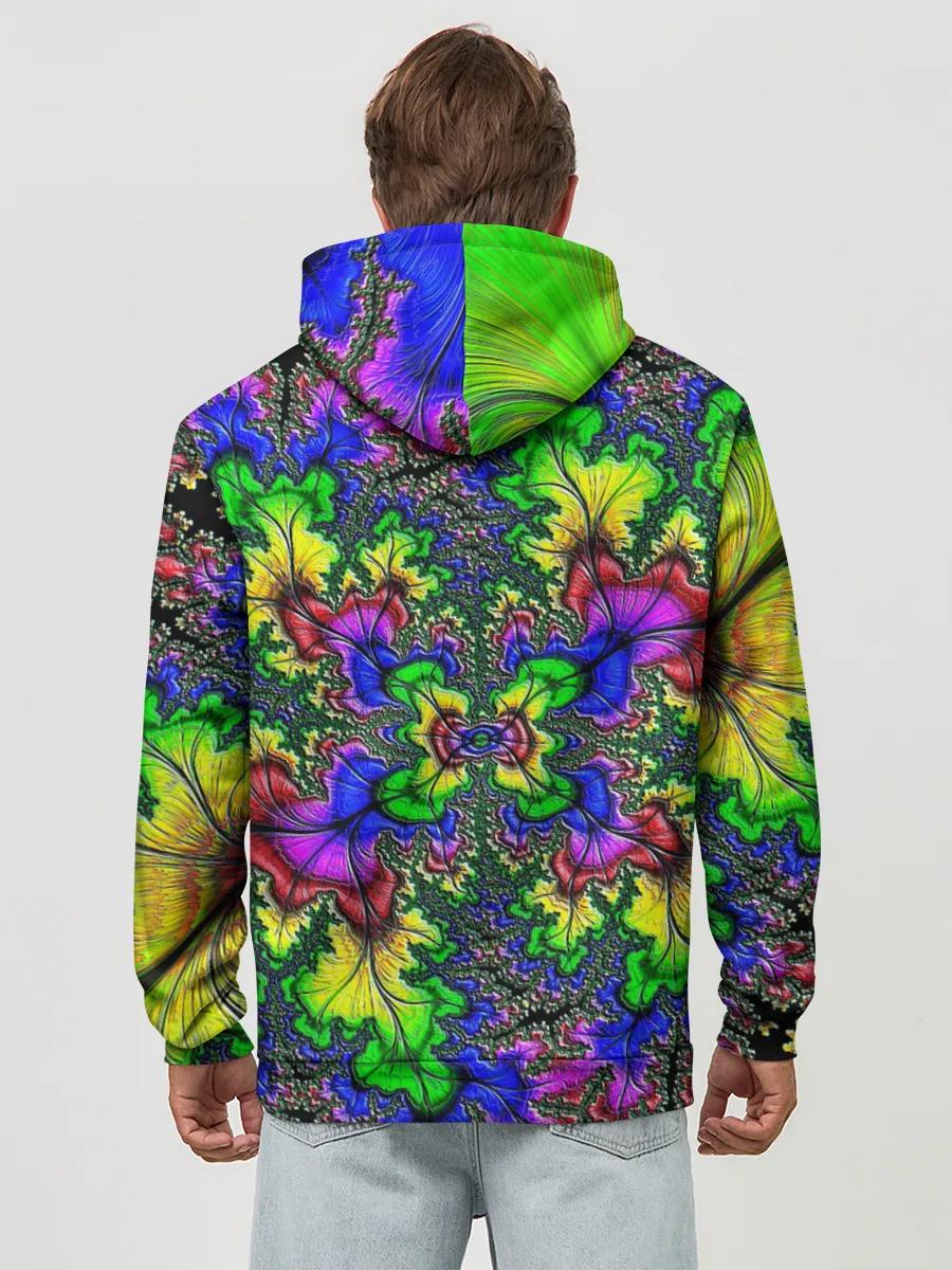 Худи мужской база хлопок / НЕОНОВЫЙ ЦВЕТОК