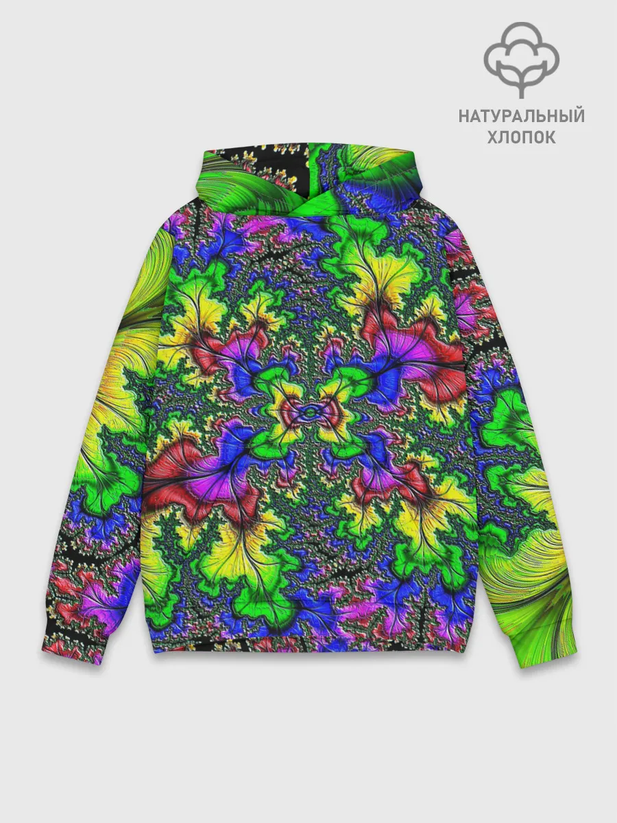 Худи мужской база хлопок / НЕОНОВЫЙ ЦВЕТОК