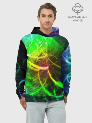 Худи мужской база хлопок / ЗЕЛЕНЫЙ НЕОН