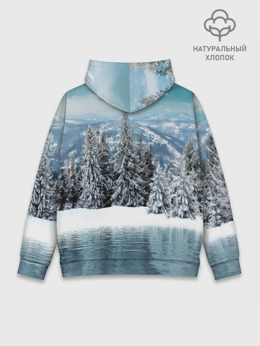 Худи мужской база хлопок / Зимний лес