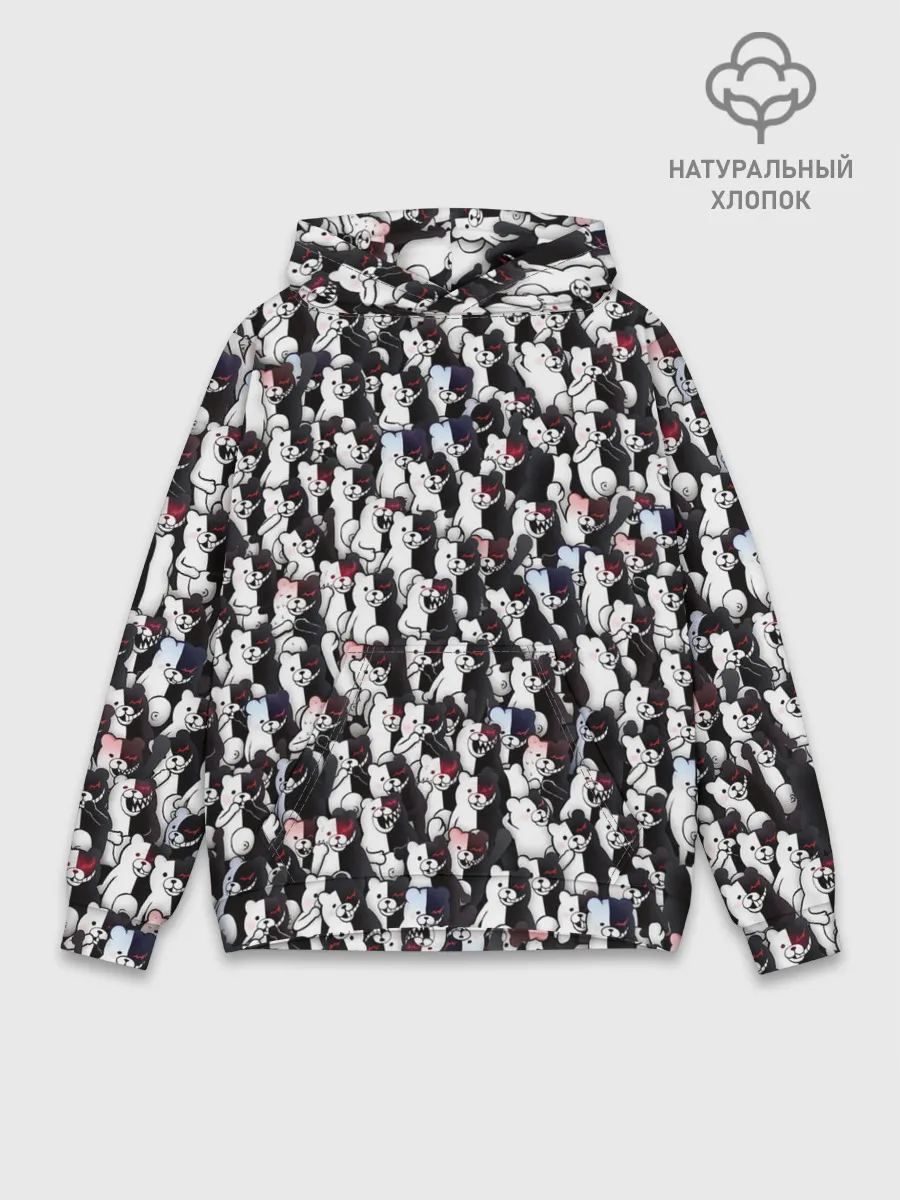 Худи мужской база хлопок / Черно-белые медведи