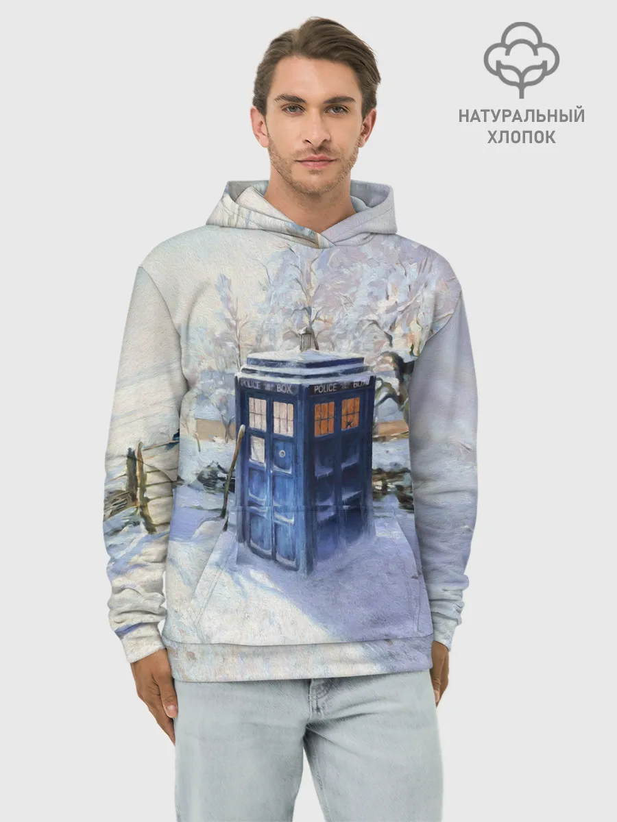 Худи мужской база хлопок / ТАРДИС В СНЕГУ