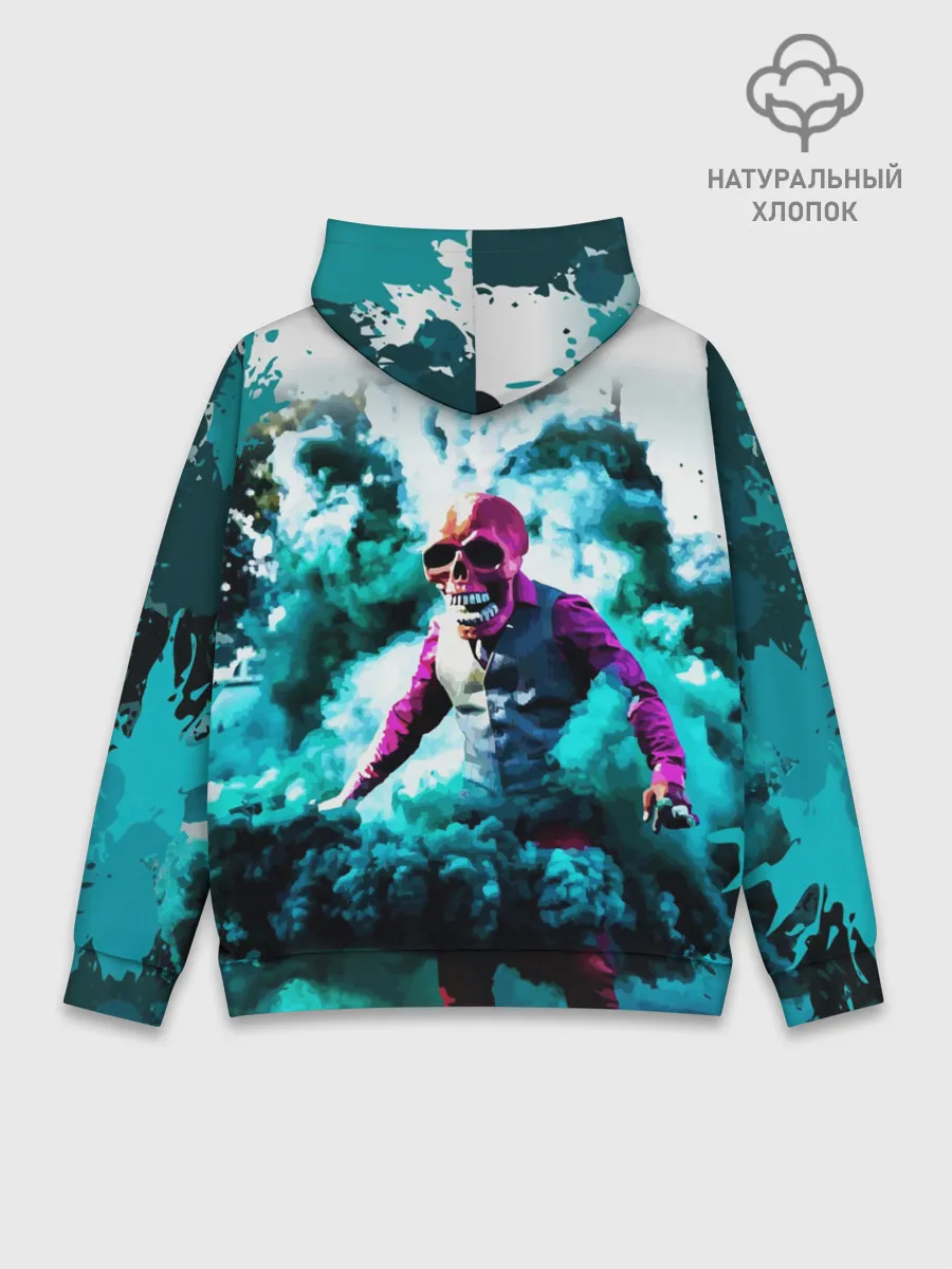 Худи мужской база хлопок / Череп в дыму