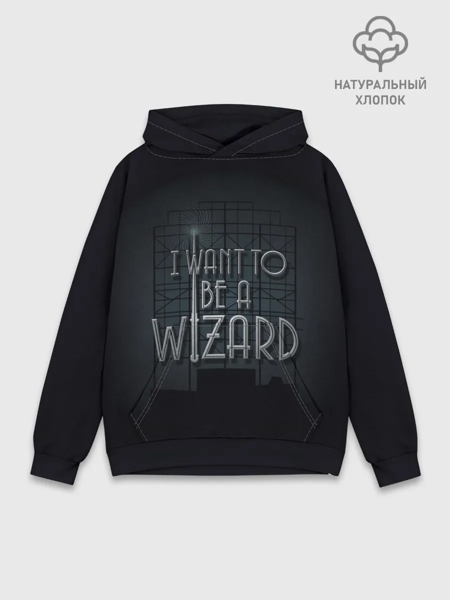 Худи мужской база хлопок / I want to be a Wizard