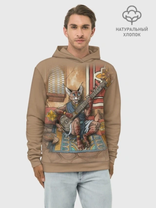Худи мужской база хлопок / Кот музыкант #17