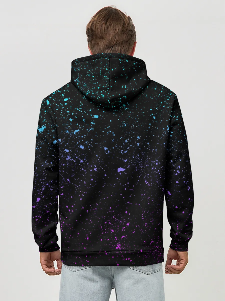 Худи мужской база хлопок / Star Platina на черном брызги