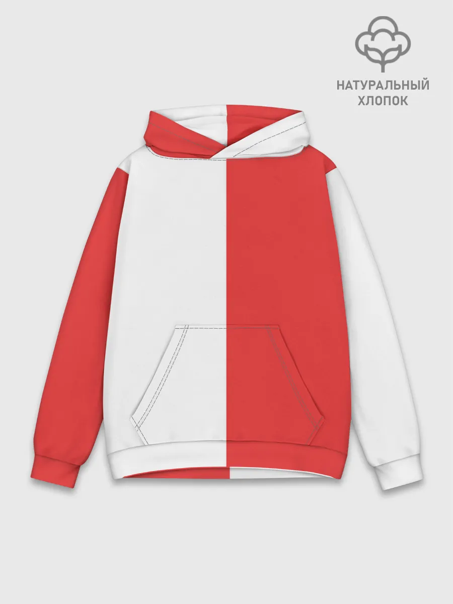 Худи мужской база хлопок / Красно-белая форма