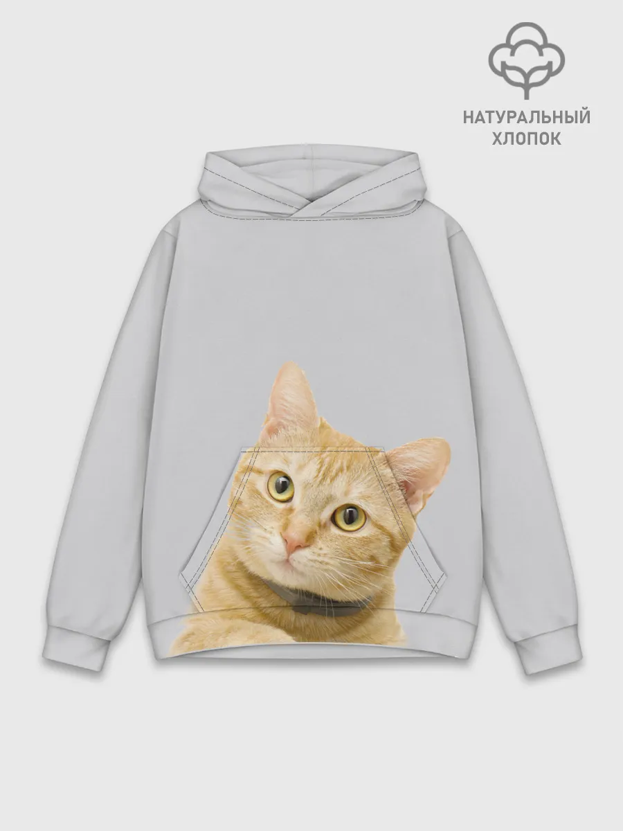 Худи мужской база хлопок / Рыжий котик