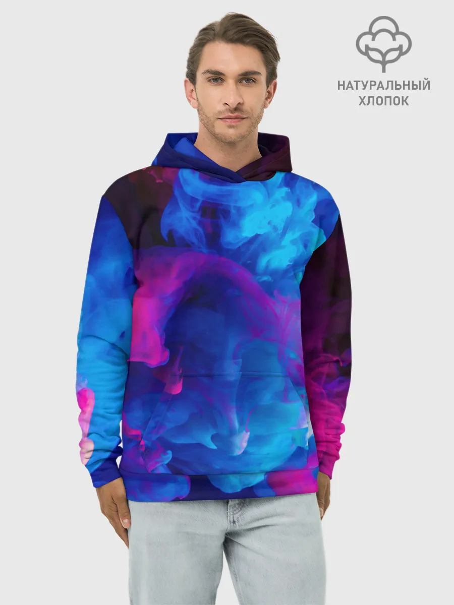 Худи мужской база хлопок / НЕОНОВЫЙ ДЫМ