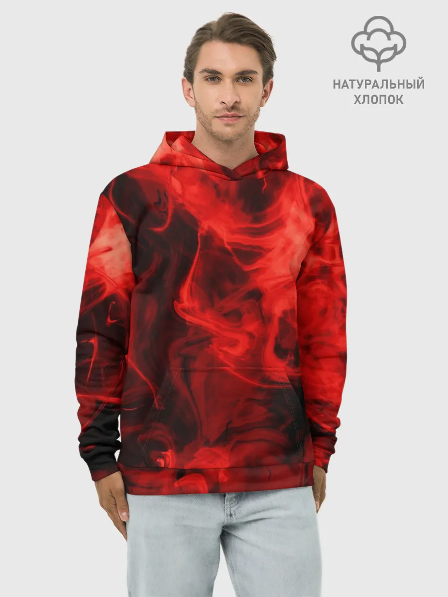 Худи мужской база хлопок / Красный дым