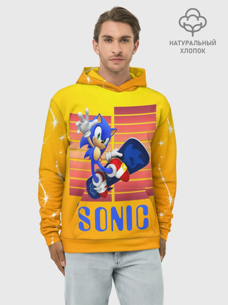 Худи мужской база хлопок / Sonic - Соник