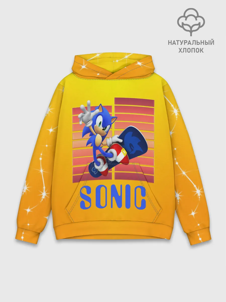 Худи мужской база хлопок / Sonic - Соник