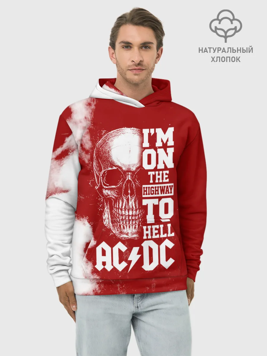 Худи мужской база хлопок / Im on the highway to hell AC/DC
