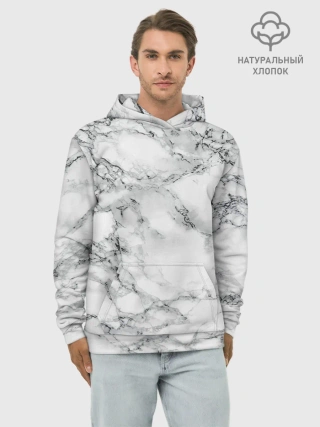 Худи мужской база хлопок / Мрамор
