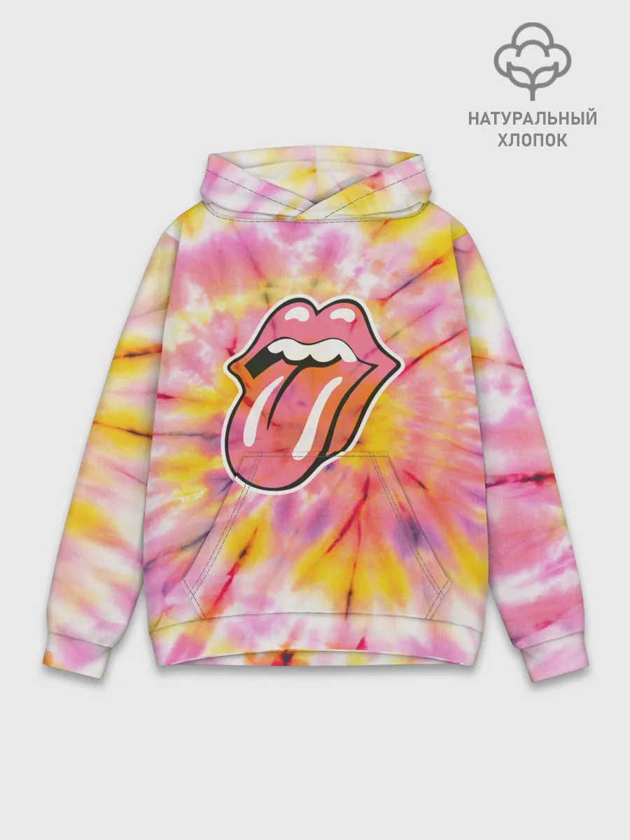 Худи мужской база хлопок / Rolling Stones tie-dye