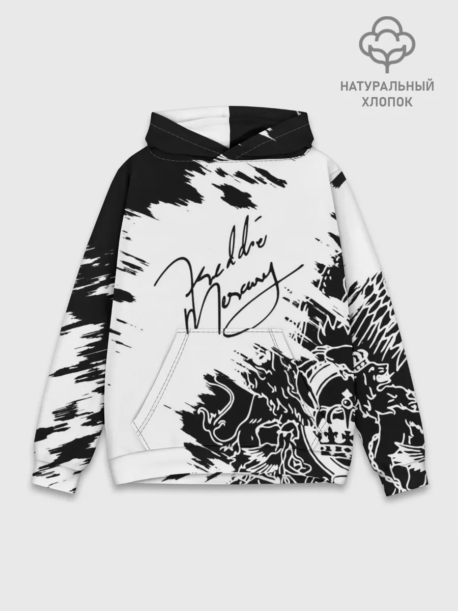Худи мужской база хлопок / Автограф Фредди Меркьюри
