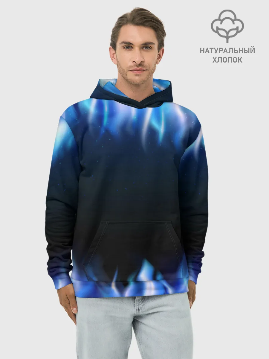 Худи мужской база хлопок / Синий Огонь
