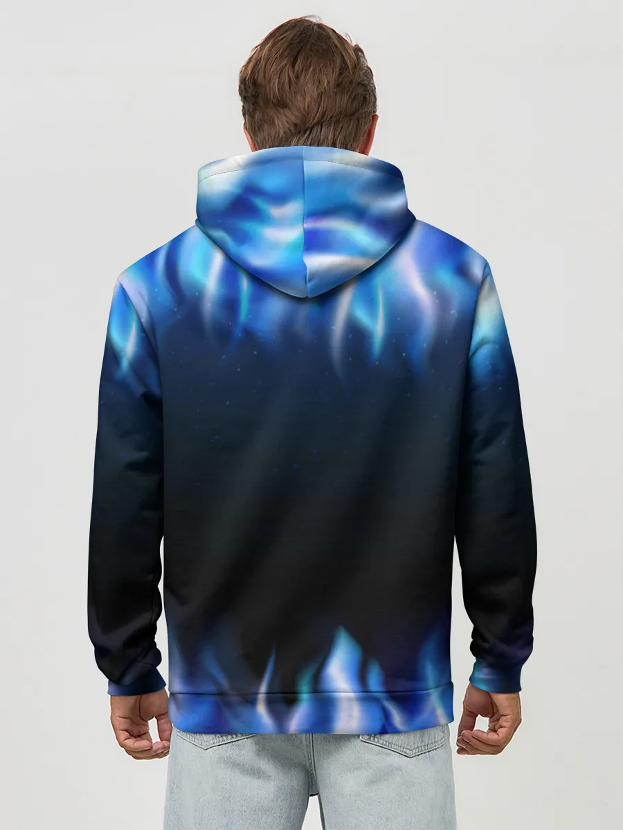 Худи мужской база хлопок / Синий Огонь