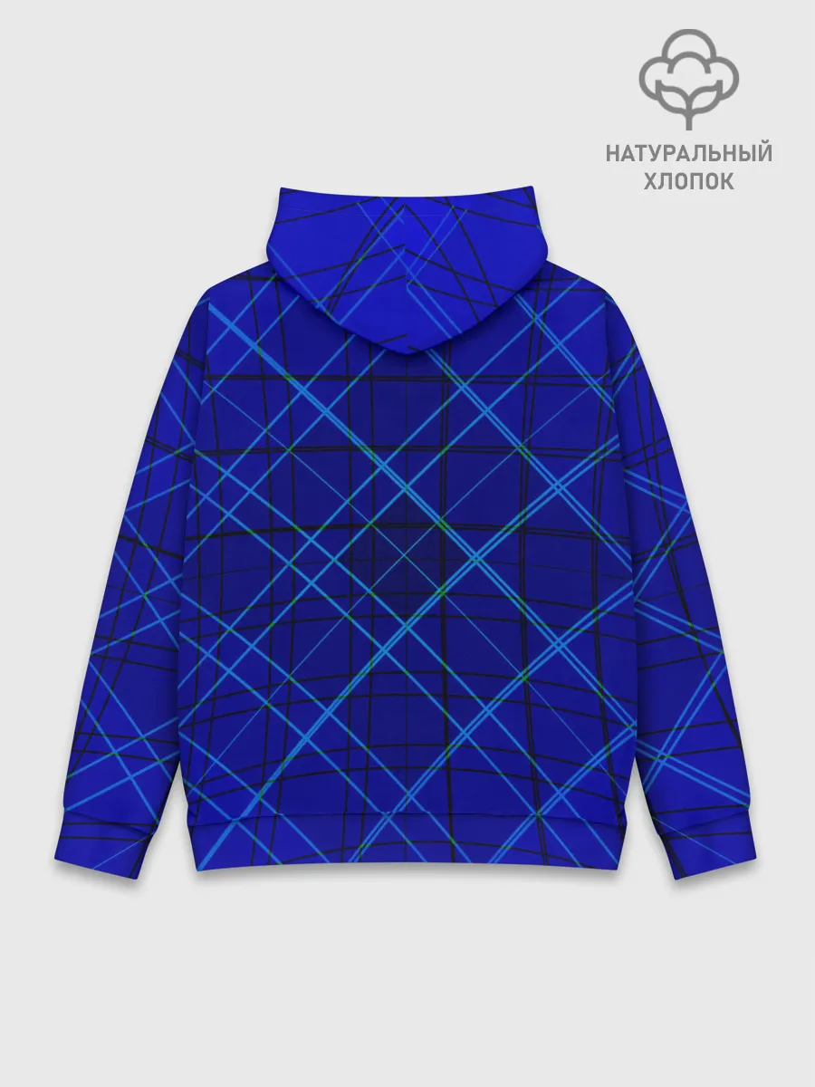 Худи мужской база хлопок / Сине-черная геометрия 3D