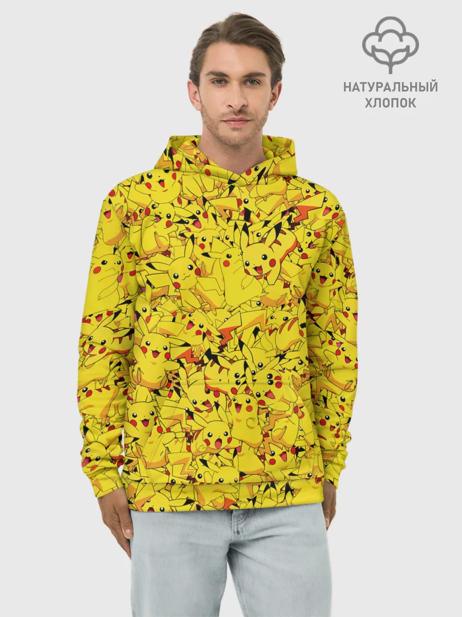 Худи мужской база хлопок / Пикачу