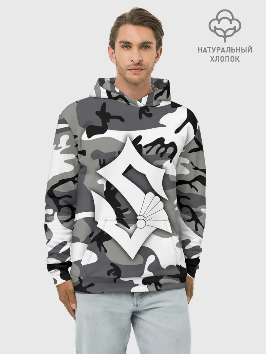 Худи мужской база хлопок / Камуфляж Sabaton