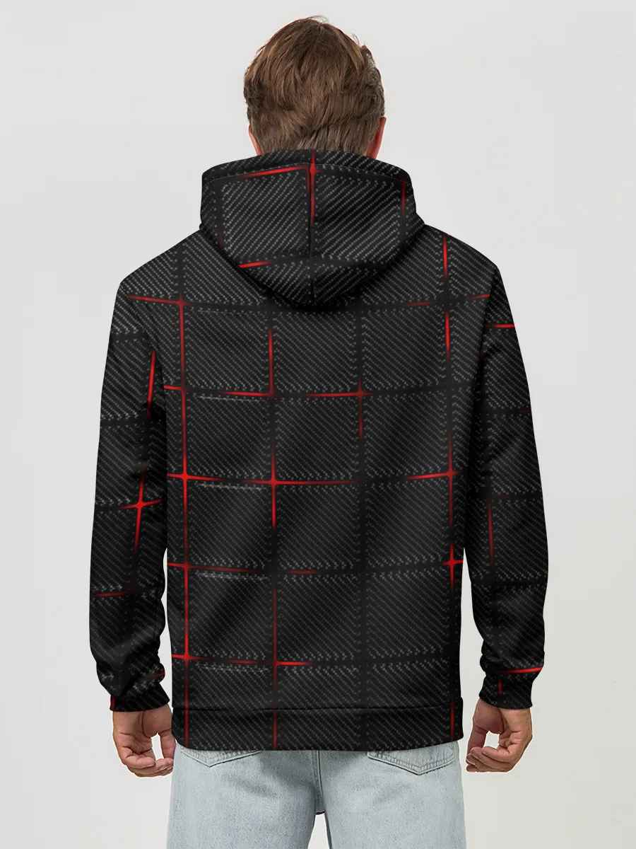 Худи мужской база хлопок / 3D Плиты Red & Black