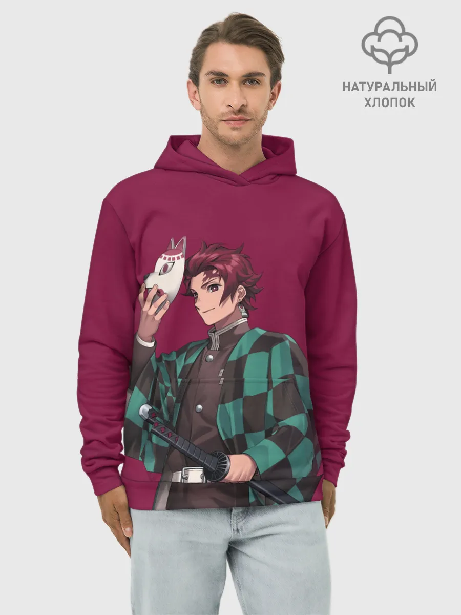 Худи мужской база хлопок / KIMETSU NO YAIBA с маской
