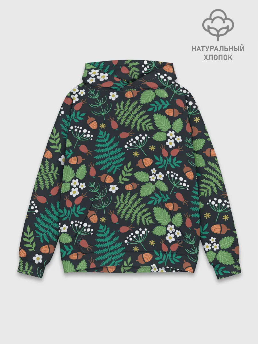 Худи мужской база хлопок / Forest leaves invert