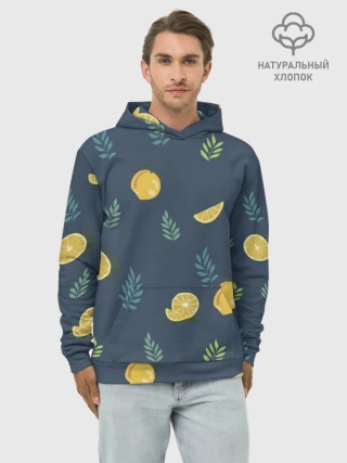 Худи мужской база хлопок / Лимонный узор