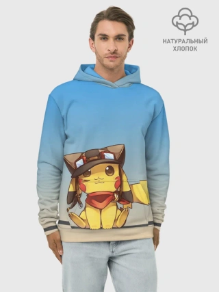 Худи мужской база хлопок / Пикачу