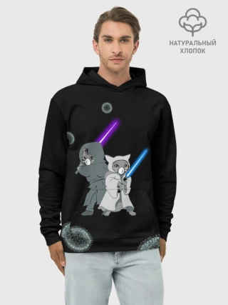 Худи мужской база хлопок / Котики vs Вирус