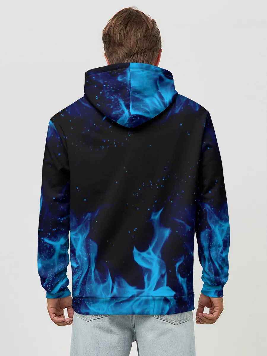 Худи мужской база хлопок / СИНИЙ ОГОНЬ | BLUE FIRE