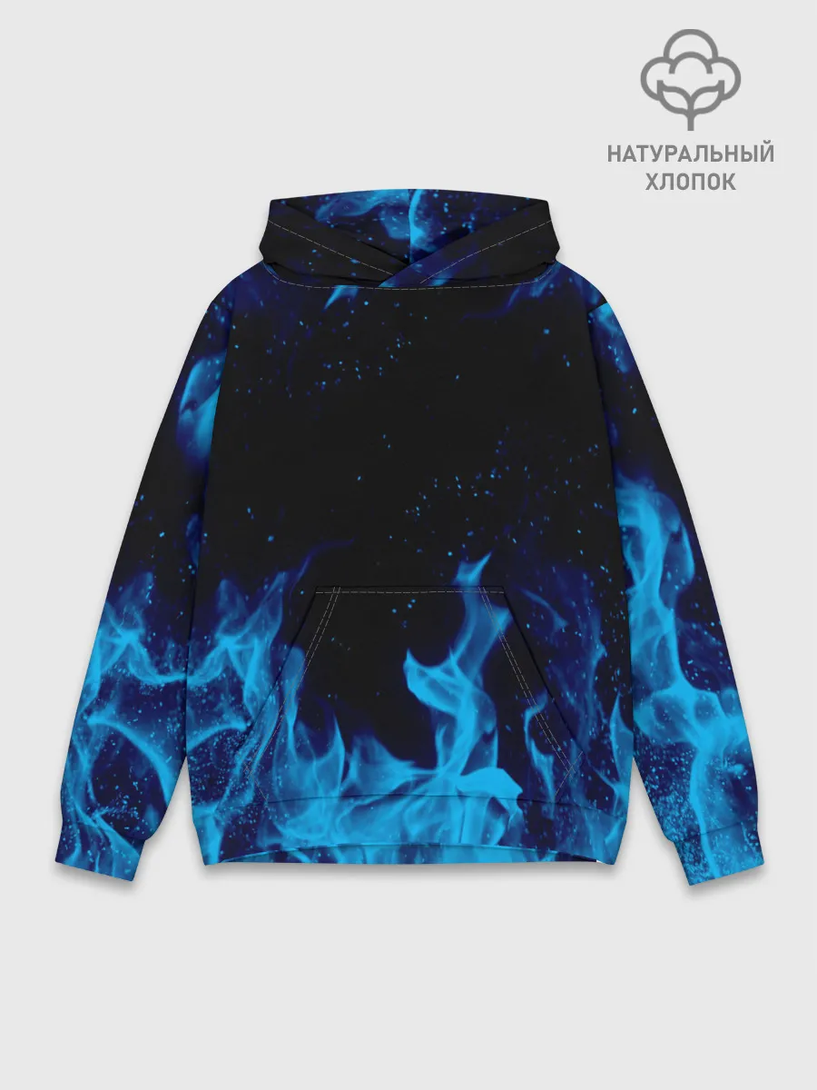 Худи мужской база хлопок / СИНИЙ ОГОНЬ | BLUE FIRE