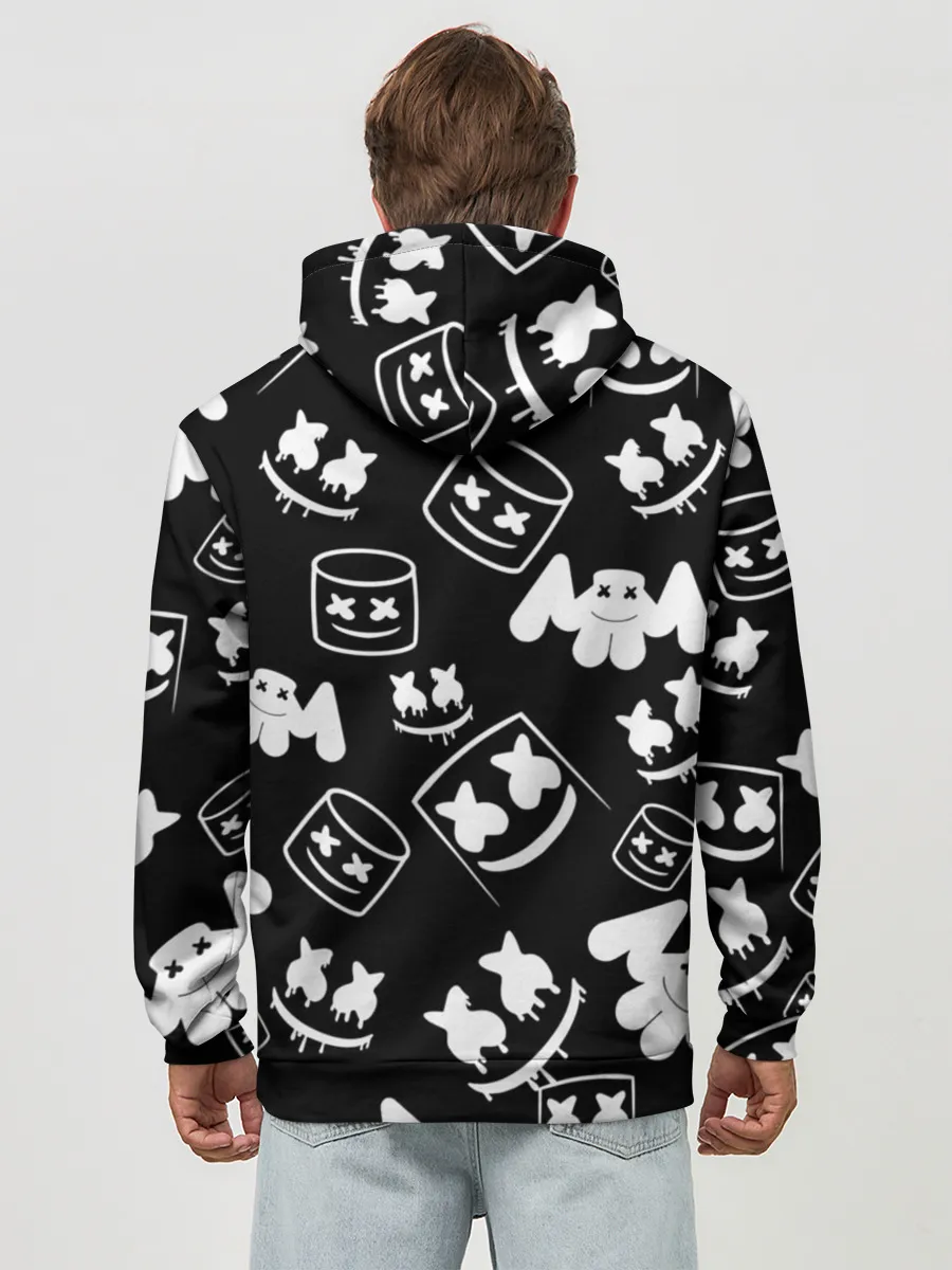 Худи мужской база хлопок / Marshmello ЧБ