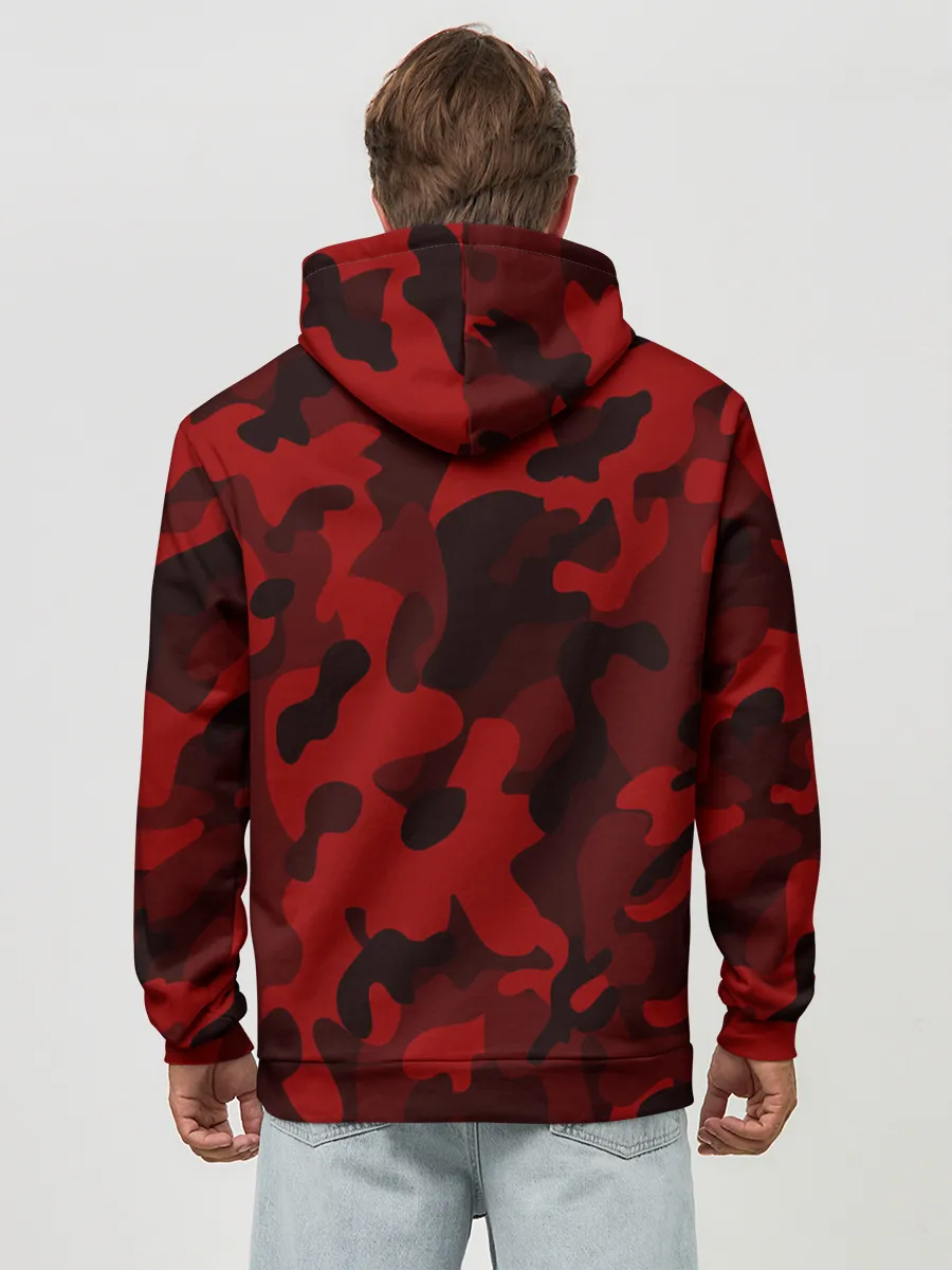 Худи мужской база хлопок / RED MILITARY | КРАСНЫЙ КАМУФЛЯЖ