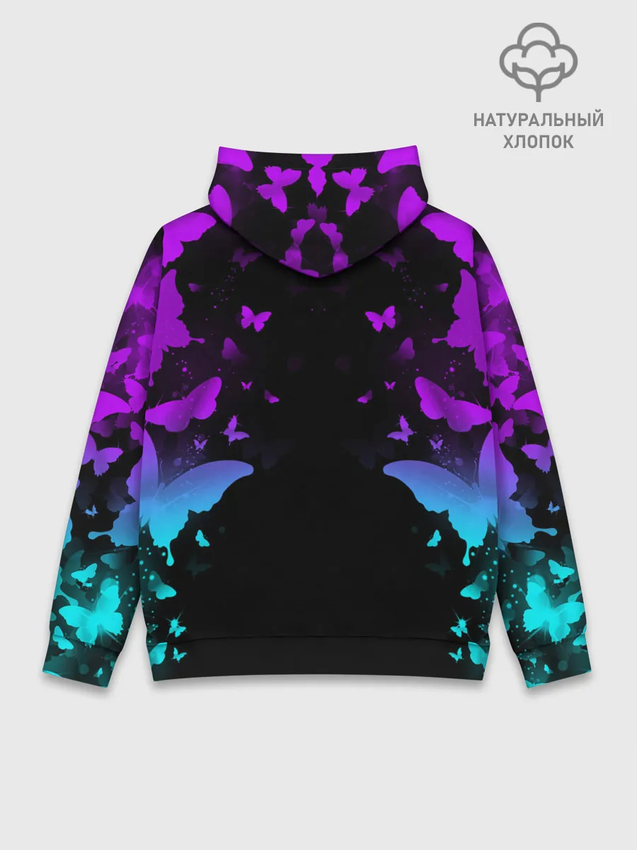 Худи мужской база хлопок / НЕОНОВЫЕ БАБОЧКИ | NEON BUTTERFLIES
