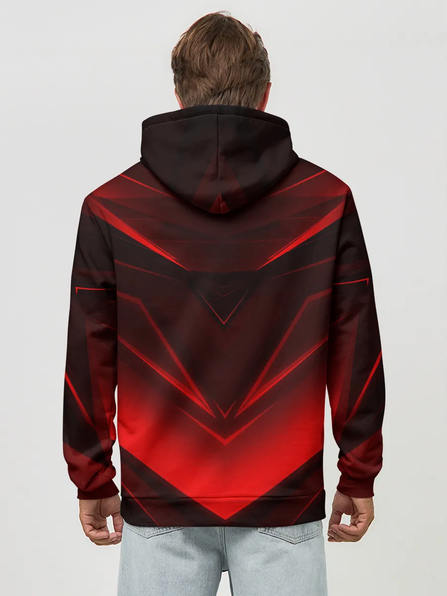 Худи мужской база хлопок / GEOMETRY STRIPES | КРАСНАЯ ГЕОМЕТРИЯ