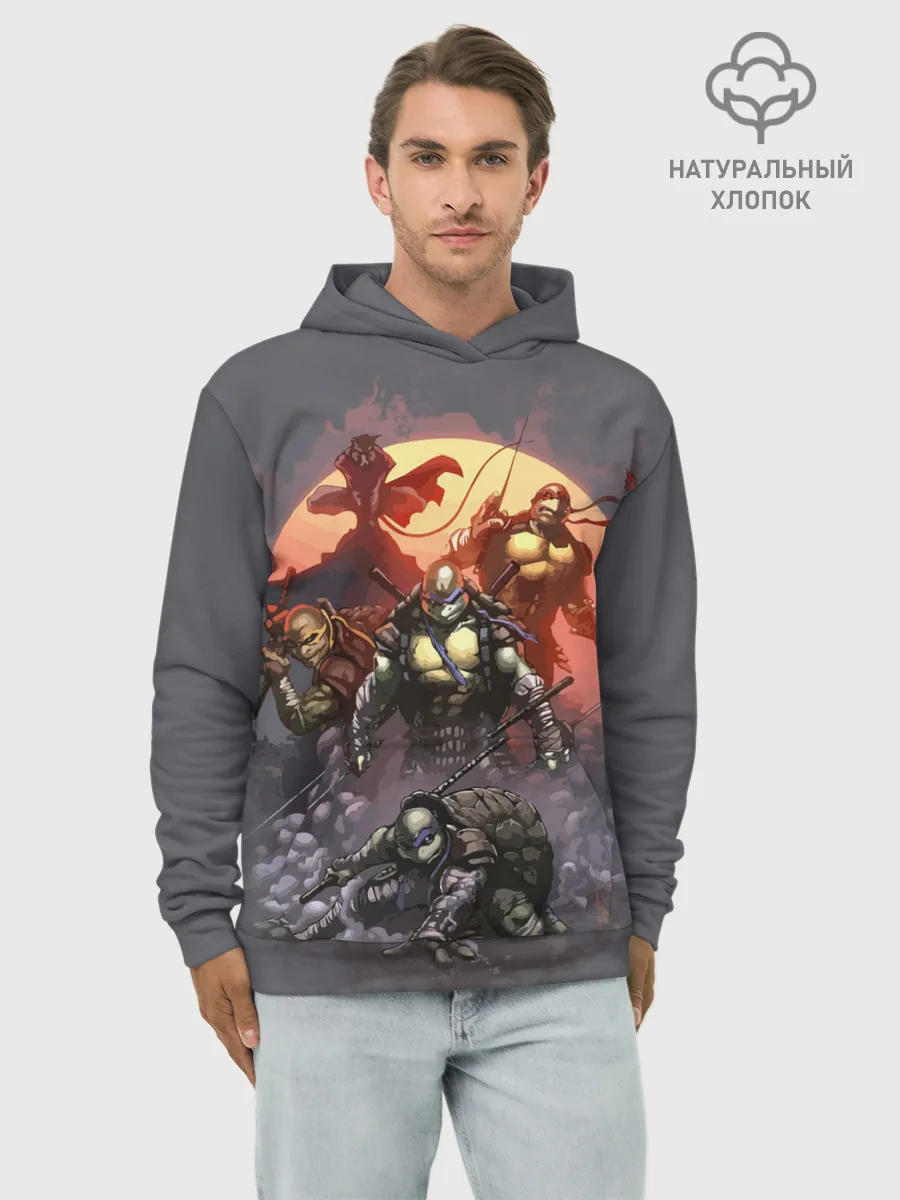 Худи мужской база хлопок / Черепашки-ниндзя