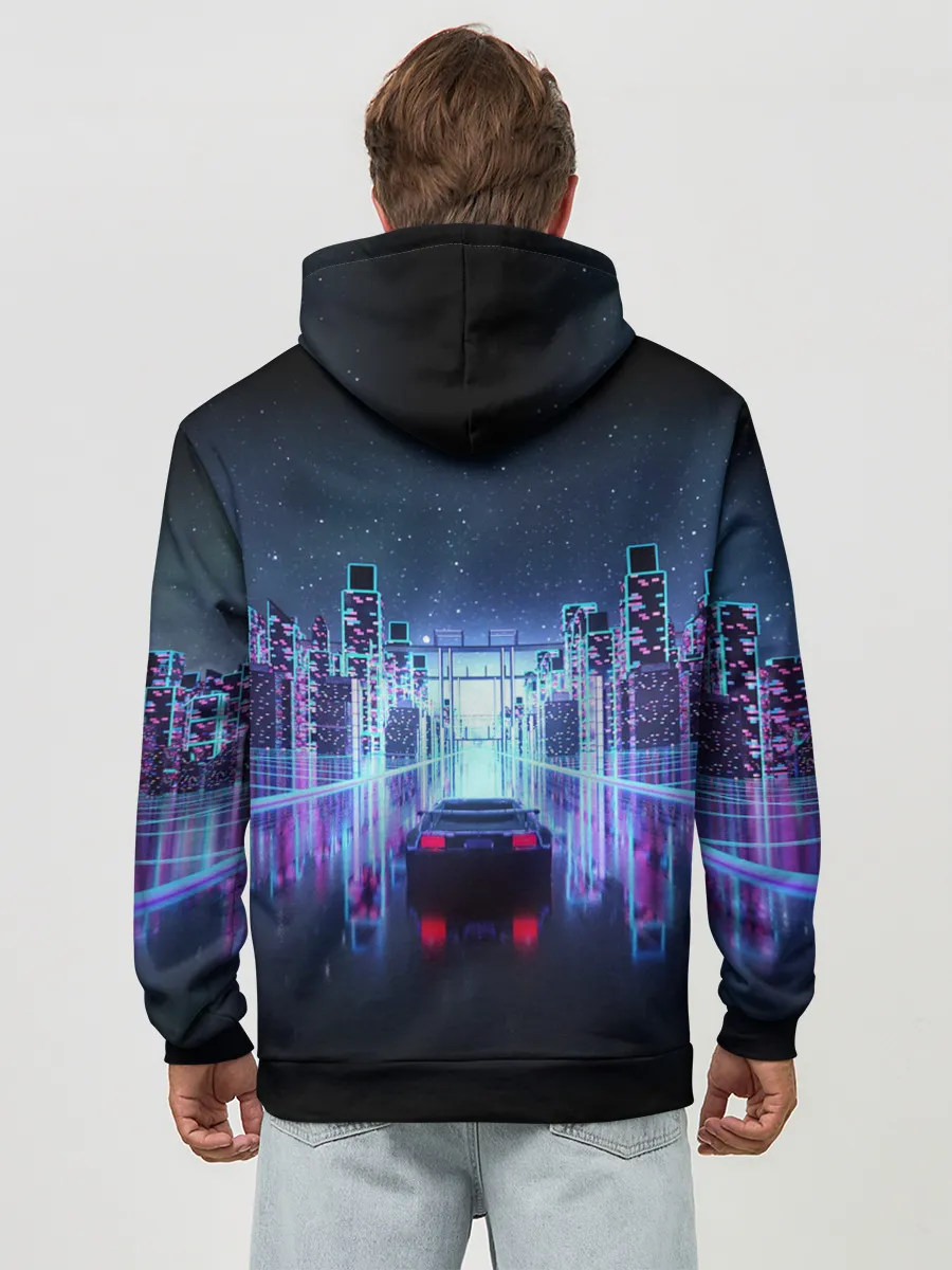 Худи мужской база хлопок / SYNTHWAVE / RETROWAVE