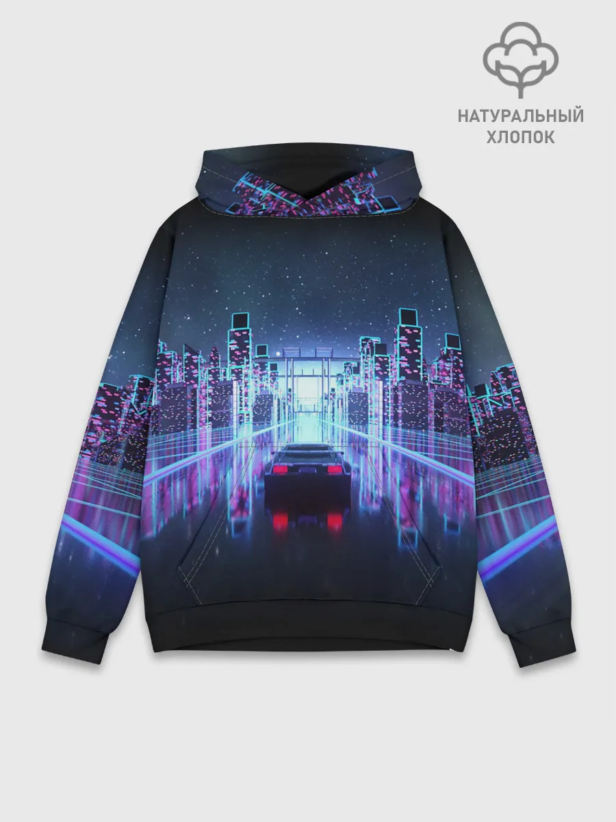Худи мужской база хлопок / SYNTHWAVE / RETROWAVE