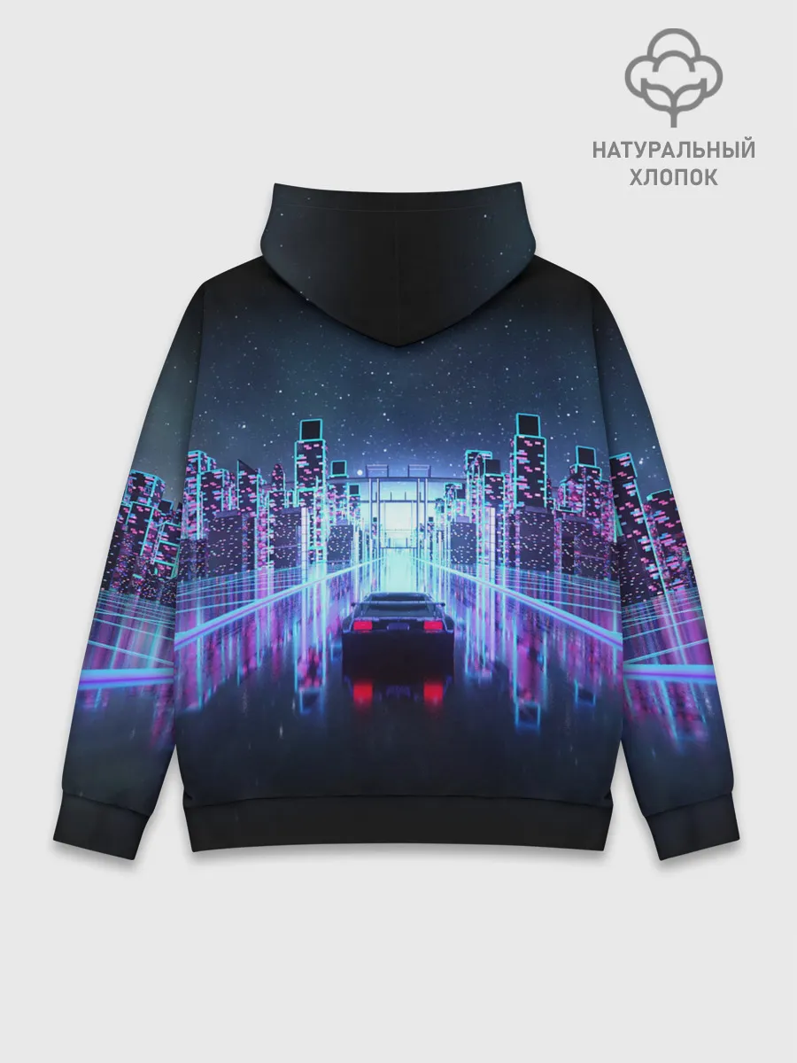 Худи мужской база хлопок / SYNTHWAVE / RETROWAVE