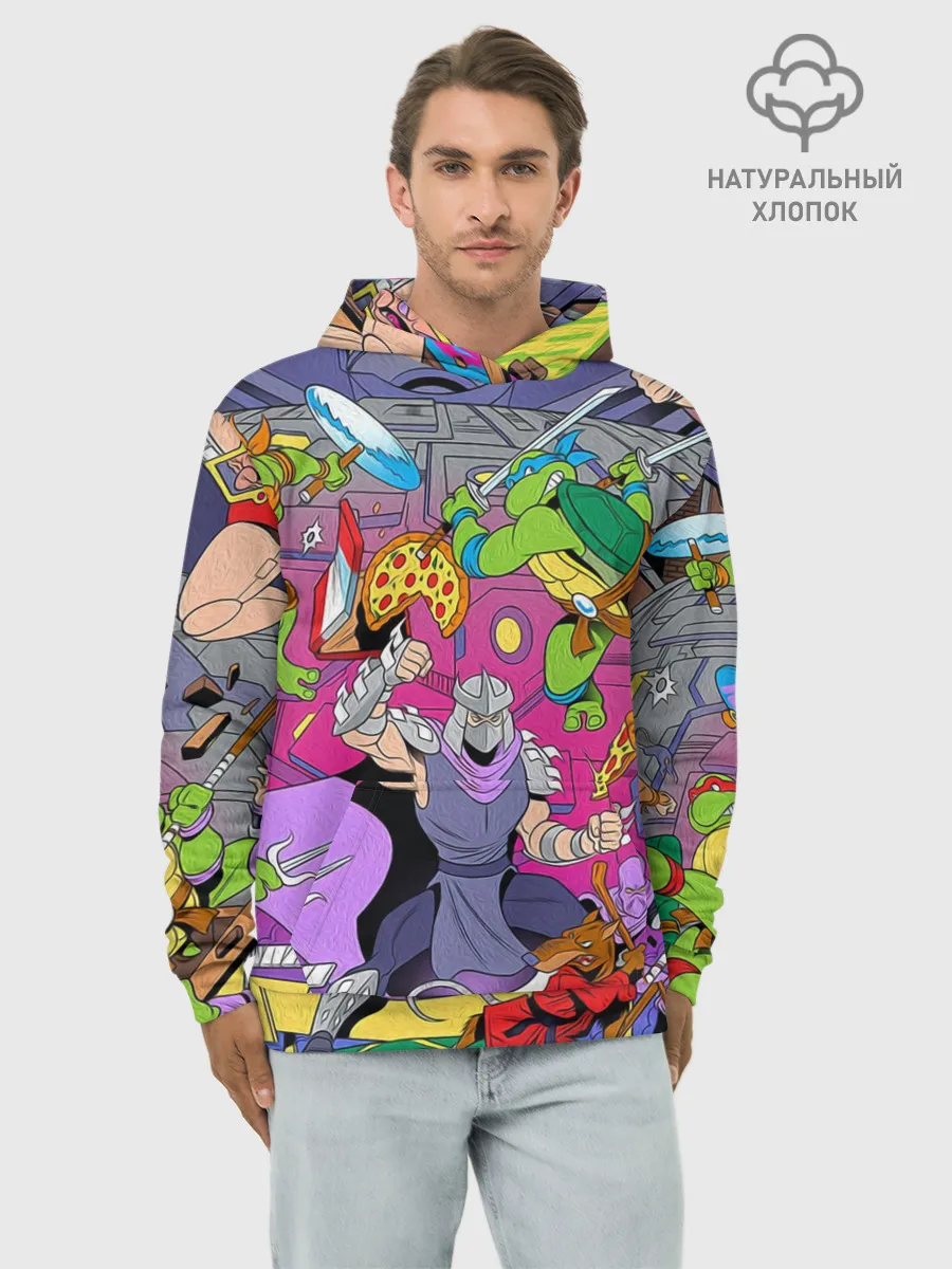 Худи мужской база хлопок / ЧЕРЕПАШКИ