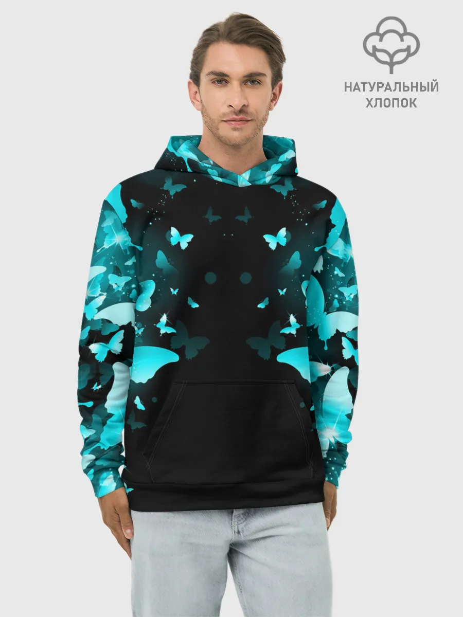 Худи мужской база хлопок / НЕОНОВЫЕ БАБОЧКИ | NEON