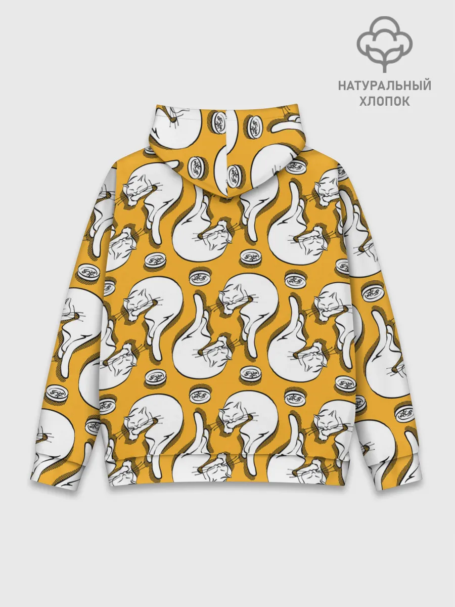 Худи мужской база хлопок / Белая кошка и корм