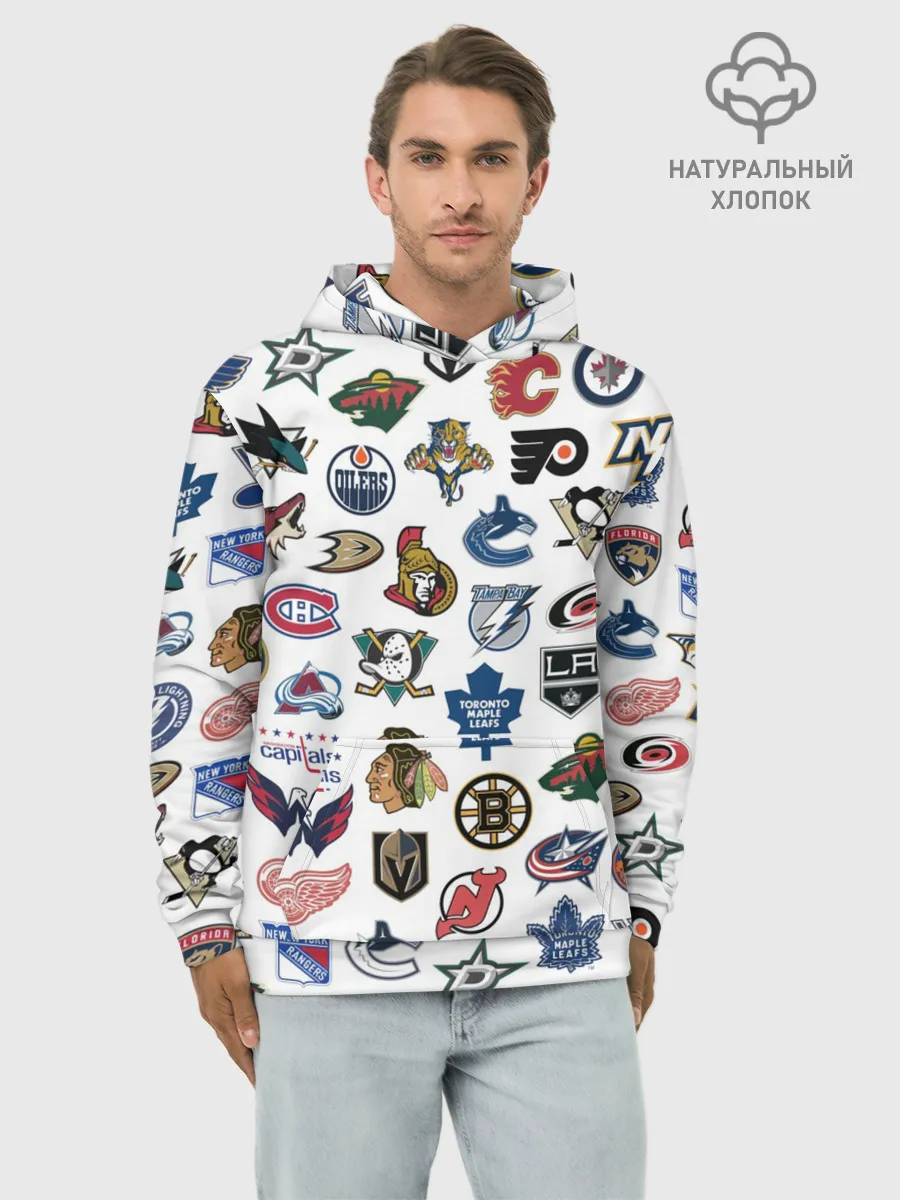 Худи мужской база хлопок / Логотипы НХЛ