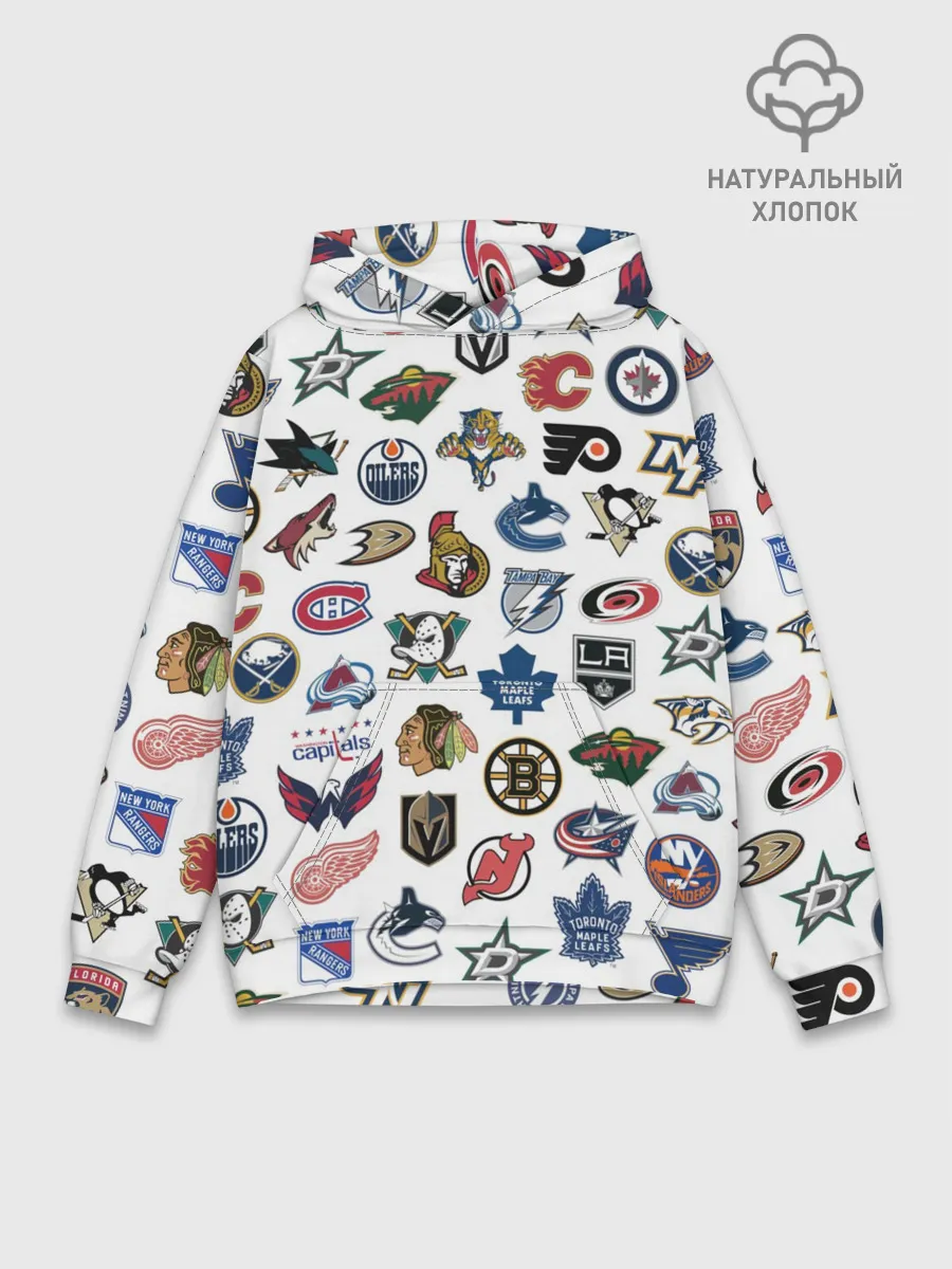 Худи мужской база хлопок / Логотипы НХЛ