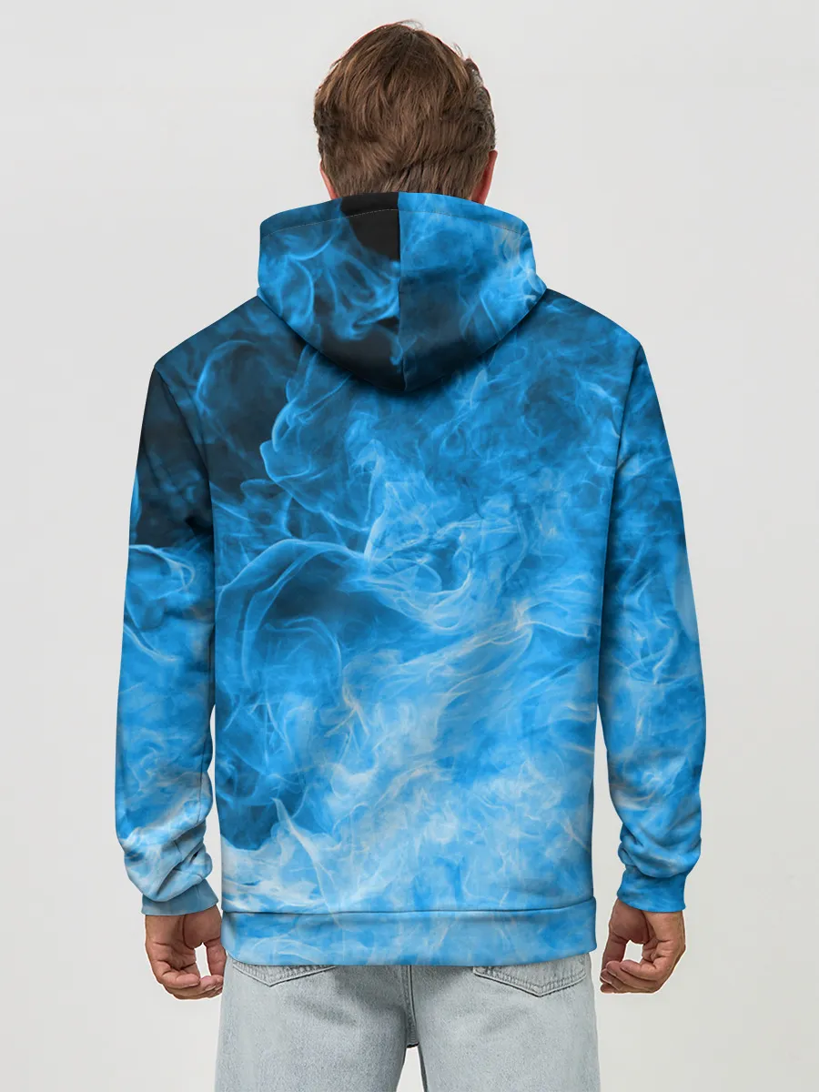 Худи мужской база хлопок / ОГОНЬ BLUE