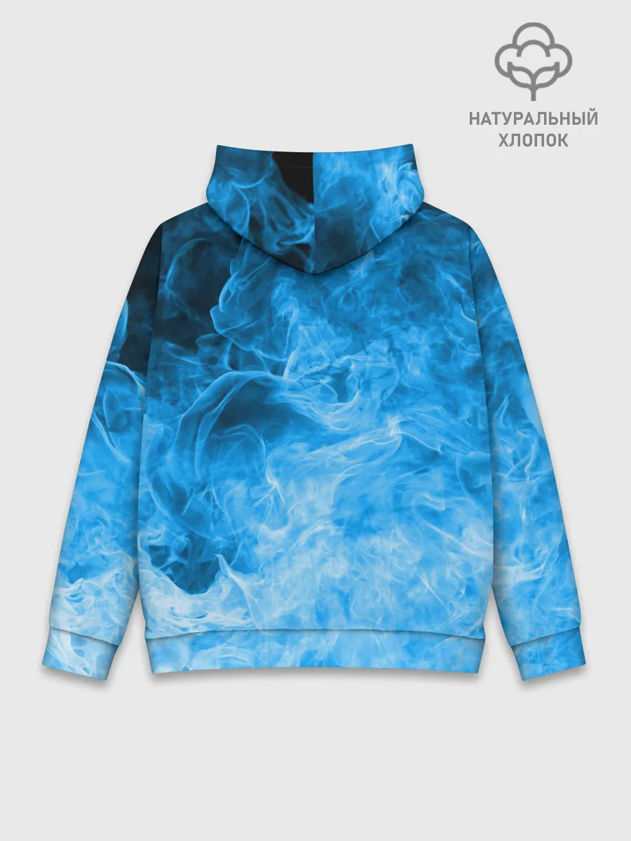 Худи мужской база хлопок / ОГОНЬ BLUE