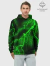 Худи мужской база хлопок / МОЛНИЯ GREEN NEON